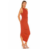 One Shoulder Sleeveless Wrinkled Dress KLYF616